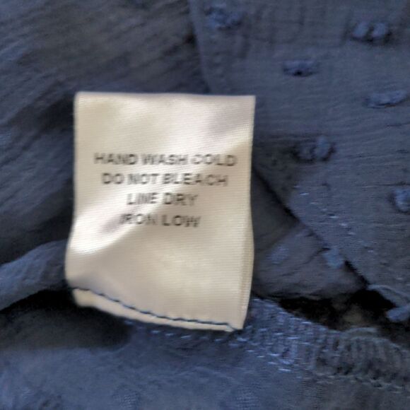 Midnight Blue Ruffled Top w/ Pleated Sleeve M - Picture 12 of 12